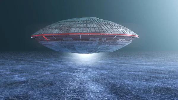 Renderowania 3D. Koncepcja Ufo statek kosmiczny — Zdjęcie stockowe