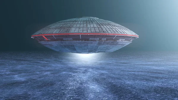 3D-rendering. Rymdskepp Ufo koncept — Stockfoto