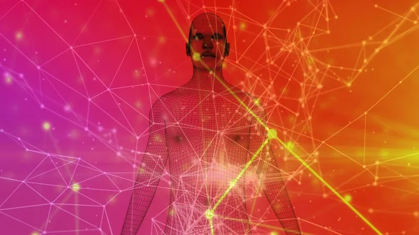 3d render humanoid figure and connections — Stock Photo, Image
