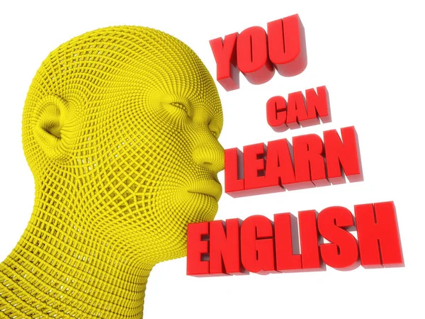 3D-Kopf und Sie können englischen Text lernen — Stockfoto
