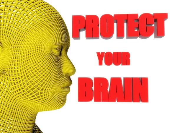 Head and protect your brain text — Stock Photo, Image