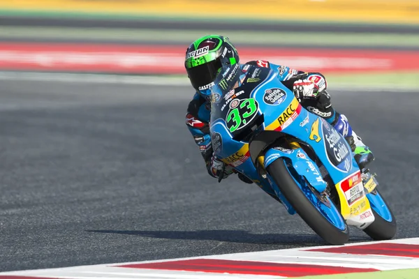 Sterownik Enea Bastianini. Estrella Galicia zespołu. Moto3. Monster Energy Grand Prix Katalonii — Zdjęcie stockowe