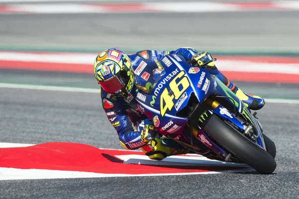 Fahrer valentino rossi. Yamaha-Team. Monsterenergie Grand Prix von Katalonien — Stockfoto