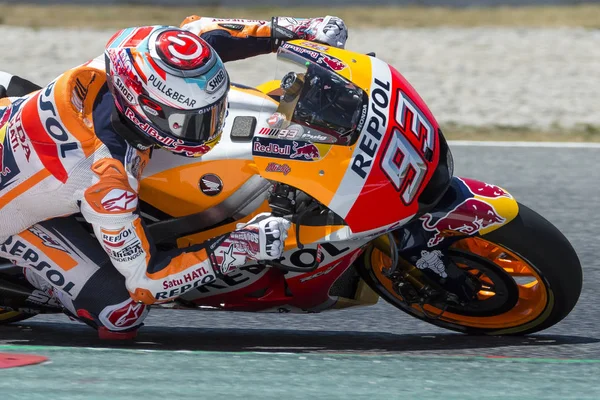 Πρόγραμμα οδήγησης Marc Marquez. Η Repsol Honda ομάδα. Τέρας ενέργειας Grand Prix της Καταλονίας — Φωτογραφία Αρχείου