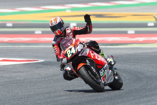 Драйвер Сімоне Корсі. Прискорити команди. Moto2. Monster Energy Grand Prix Каталонії — стокове фото