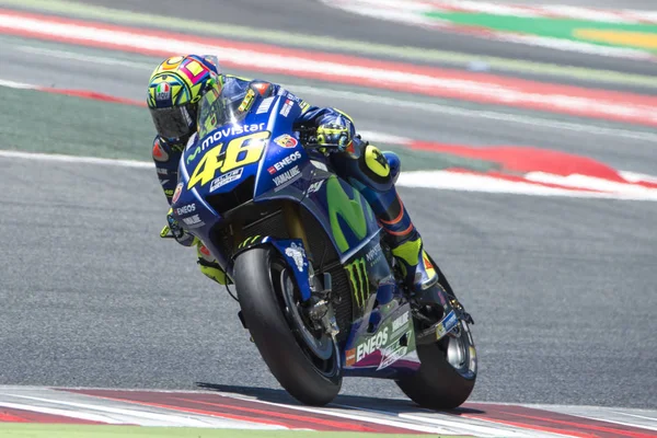 Motorista Valentino Rossi. Equipa Yamaha. Monster Energy Grand Prix da Catalunha — Fotografia de Stock