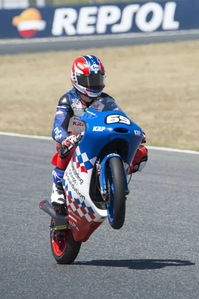 Conductor Skinner, Rory. Moto3. Equipo de carreras. Campeonato Internacional FIM CEV Repsol —  Fotos de Stock