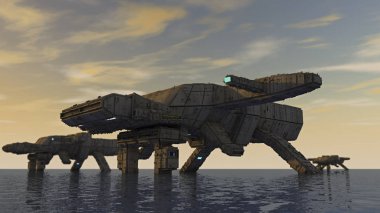 3D render. Uzay gemisi Ufo kavramı