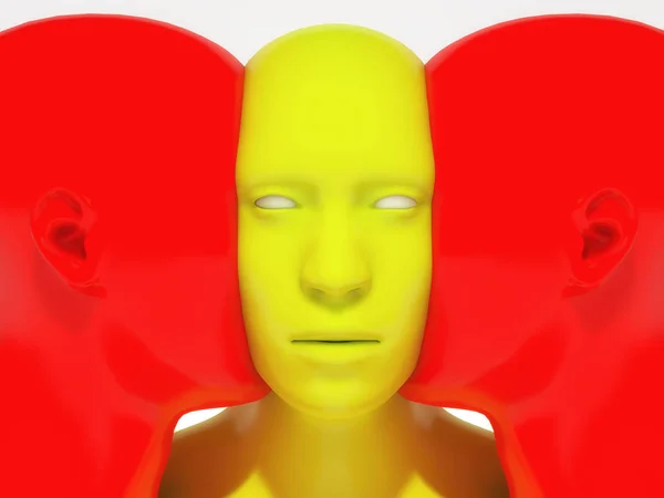 3D render. İnsanımsı yüz yüze — Stok fotoğraf