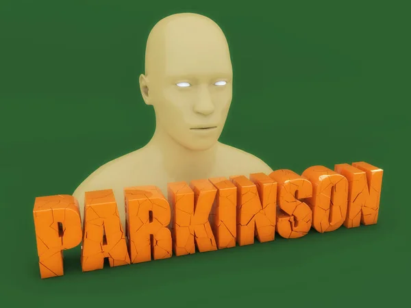 3d cabeza y texto de Parkinson — Foto de Stock