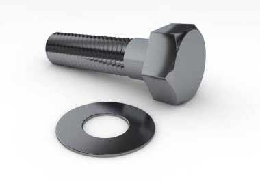 3D render. Vida ve çamaşır makinesi