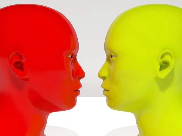 3d render. Face to face humanoid — Stock Photo, Image