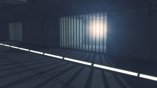 3d render. Futuristic jail corridor — Stock Photo, Image