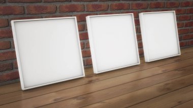 3D render. Duvar panosu ve çerçeve