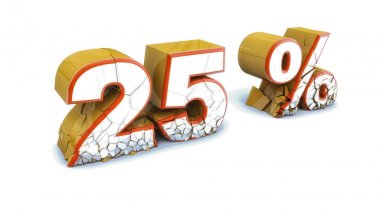 3D render. kırık 3d metin indirim