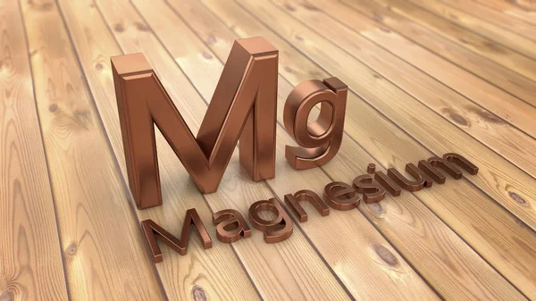 3d rendering. Word magnesium and parquet floor — Stock Photo, Image