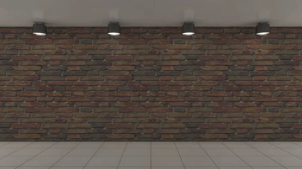 3D render. Vloer-, muur- en verlichting — Stockfoto