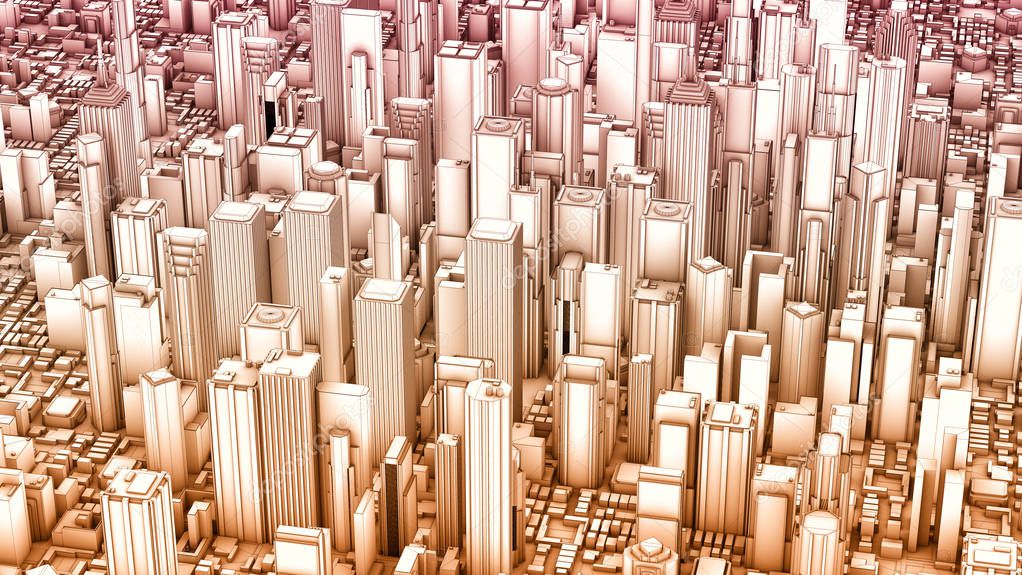 3d render aerial city