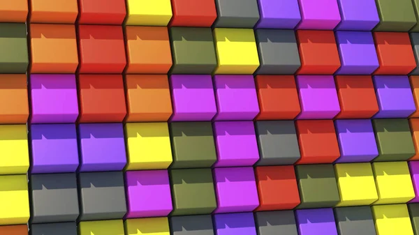 3d rendering. Abstract background with cubes of different colors — Stock Photo, Image