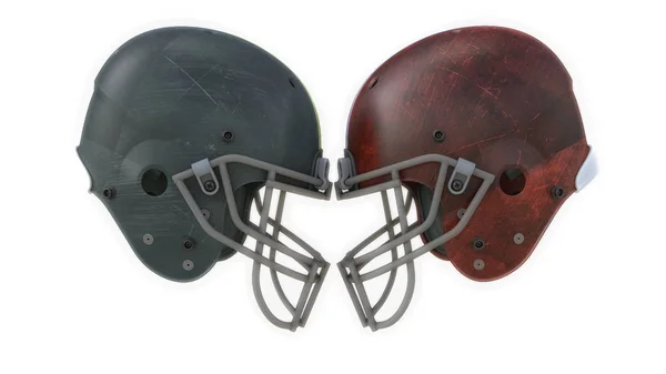 Renderização 3d. Dois capacetes de futebol — Fotografia de Stock