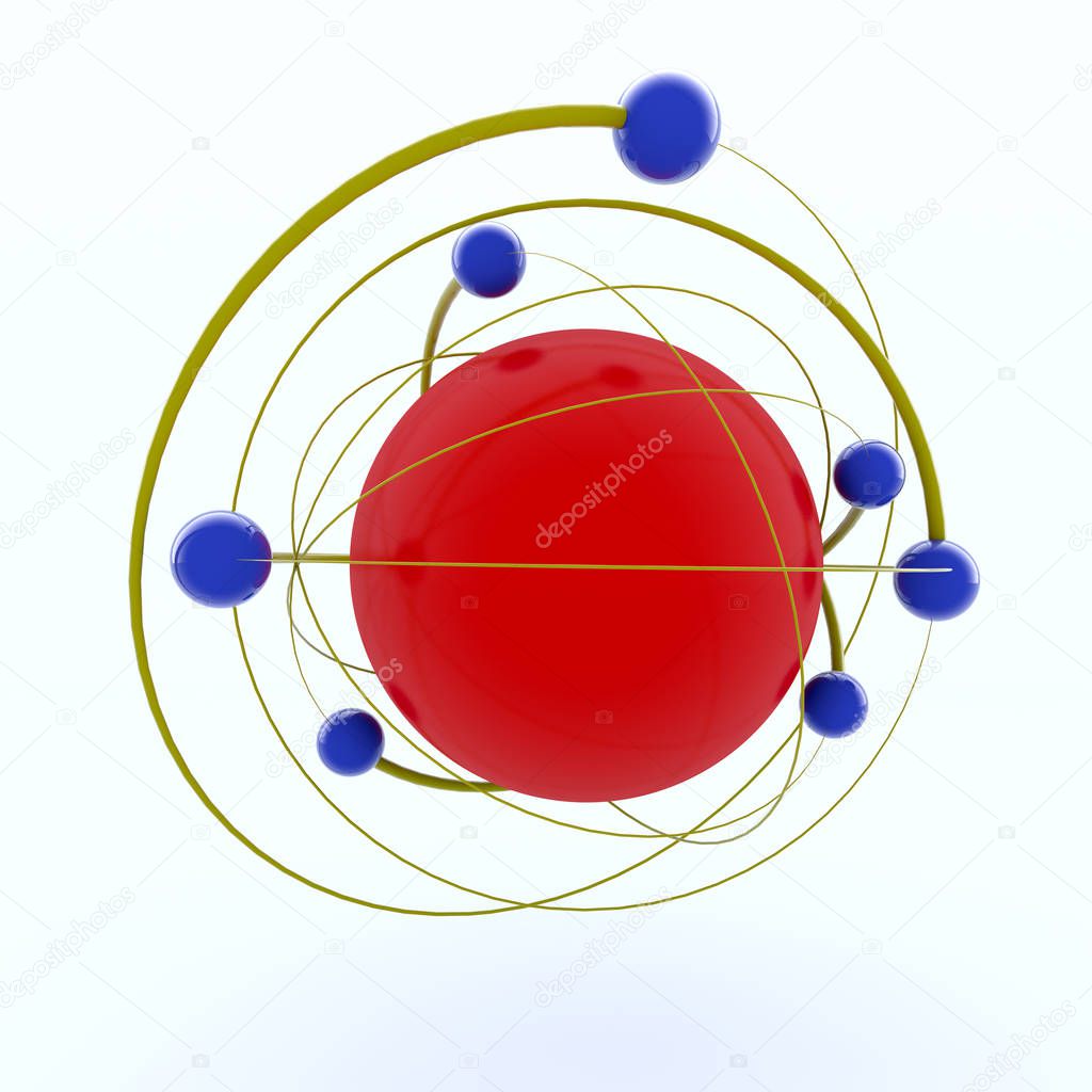 3d rendering. Atom and particles concept