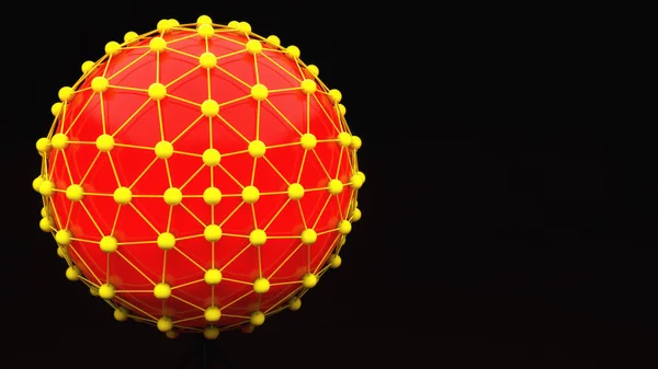 3d rendering abstract red sphere and black background