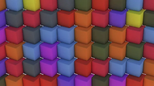 Rendement 3D. Fond abstrait avec des cubes de différentes couleurs — Photo