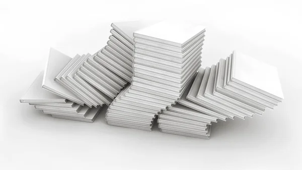 3d render. Many stacked books falling — Stock Photo, Image