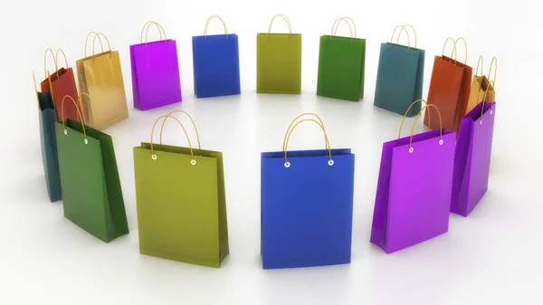 3d rendering. Colored shopping bags — Stock Photo, Image