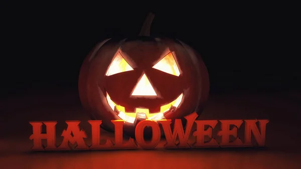 3 d レンダリング。照らされたハロウィンかぼちゃ — ストック写真