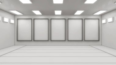 3D render. Zemin, duvar ve ışıklar