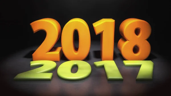 3D render. Yıl 2018 ve yıl 2017 — Stok fotoğraf