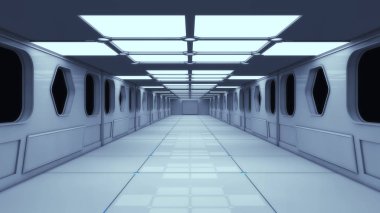 3D render. Fütüristik iç tasarım arka plan