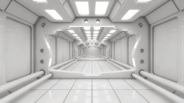 3D render. Fütüristik iç tasarım arka plan