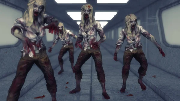 3D render monsters zombies meisjes — Stockfoto