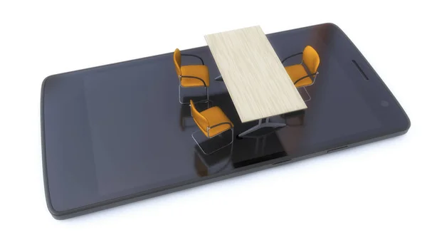 Rendering Tablet Chairs Table Prepared Negotiate — Stock Photo, Image