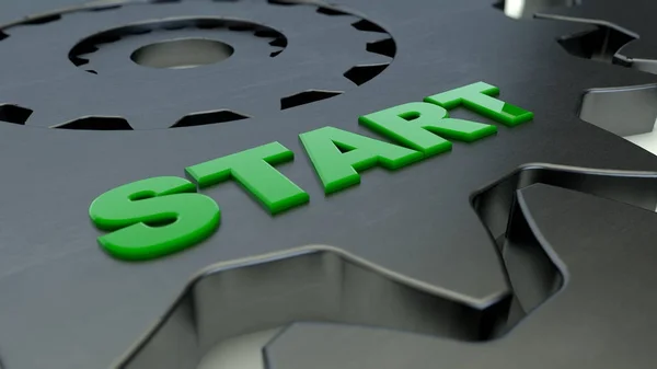 Rendering Gear Start Word — Stock Photo, Image
