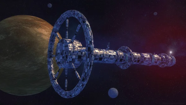 Vykreslování Futuristické Cizí Kosmická Loď — Stock fotografie