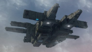 3D render. Uzay gemisi Ufo kavramı