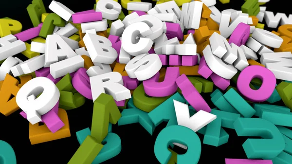 Render Colorful Letters Falling Ground — Stock Photo, Image