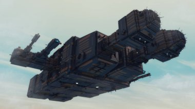 3D render. Uzay gemisi Ufo kavramı