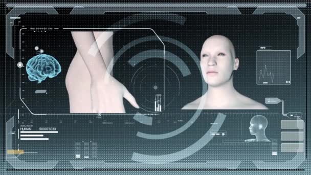 Futurisztikus Interfészt Hud Humanoid Számok — Stock videók