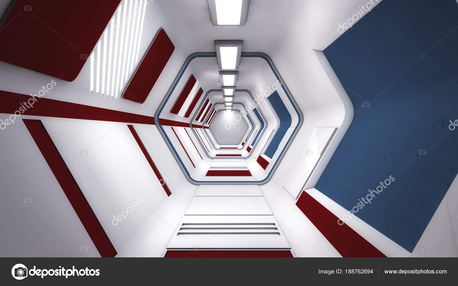 Render Futuristic Interior Spaceship Design Stock Photo