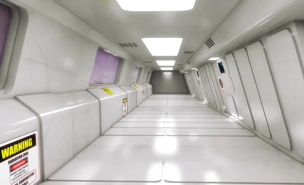 のレンダリング 未来的なインテリア宇宙船デザイン — ストック写真