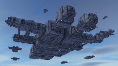 3D render. Uzay gemisi Ufo kavramı