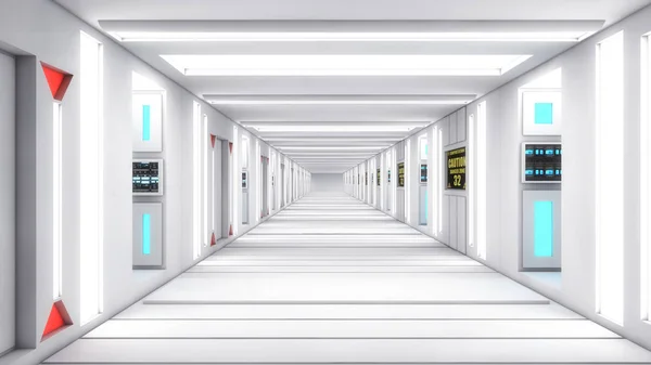 Render Futuristische Interieur Ruimteschip Corridor — Stockfoto