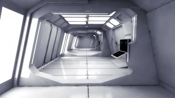 Render Futuristic Science Fiction Interior Corridor — Stock Photo, Image