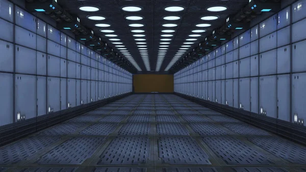 Render Couloir Intérieur Futuriste Vaisseau Spatial — Photo