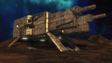 3D render. Uzaylı tanımlanamayan uçan nesne