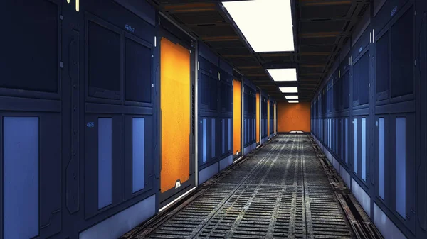 Render Futuristische Ruimteschip Interieur Corridor — Stockfoto